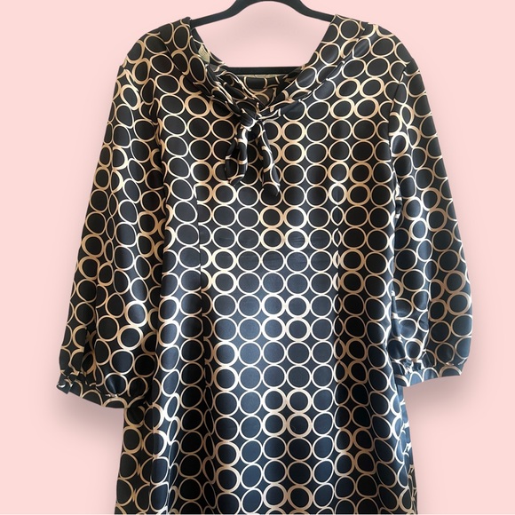 VTG 90s J.Crew Silk Geometric Mod Shift Dress Circles 60s-Inspired Sixties Style - Picture 3 of 5